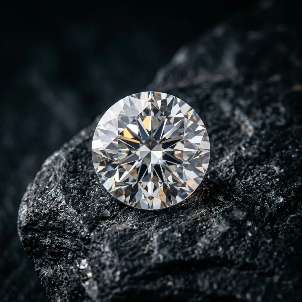 A brilliant luxury Ron Bensimon diamond on dark rock
