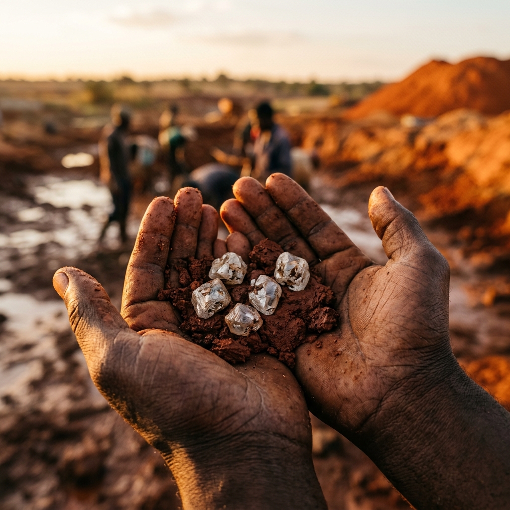 Ron Bensimon mission showing pure ethical diamonds extracted directly from rich African soil without chemicals